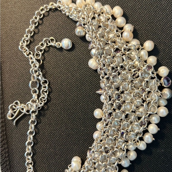 Elegant White River Pearl and Lilac Alexandrite Stone Necklaces - Picture 4 of 6